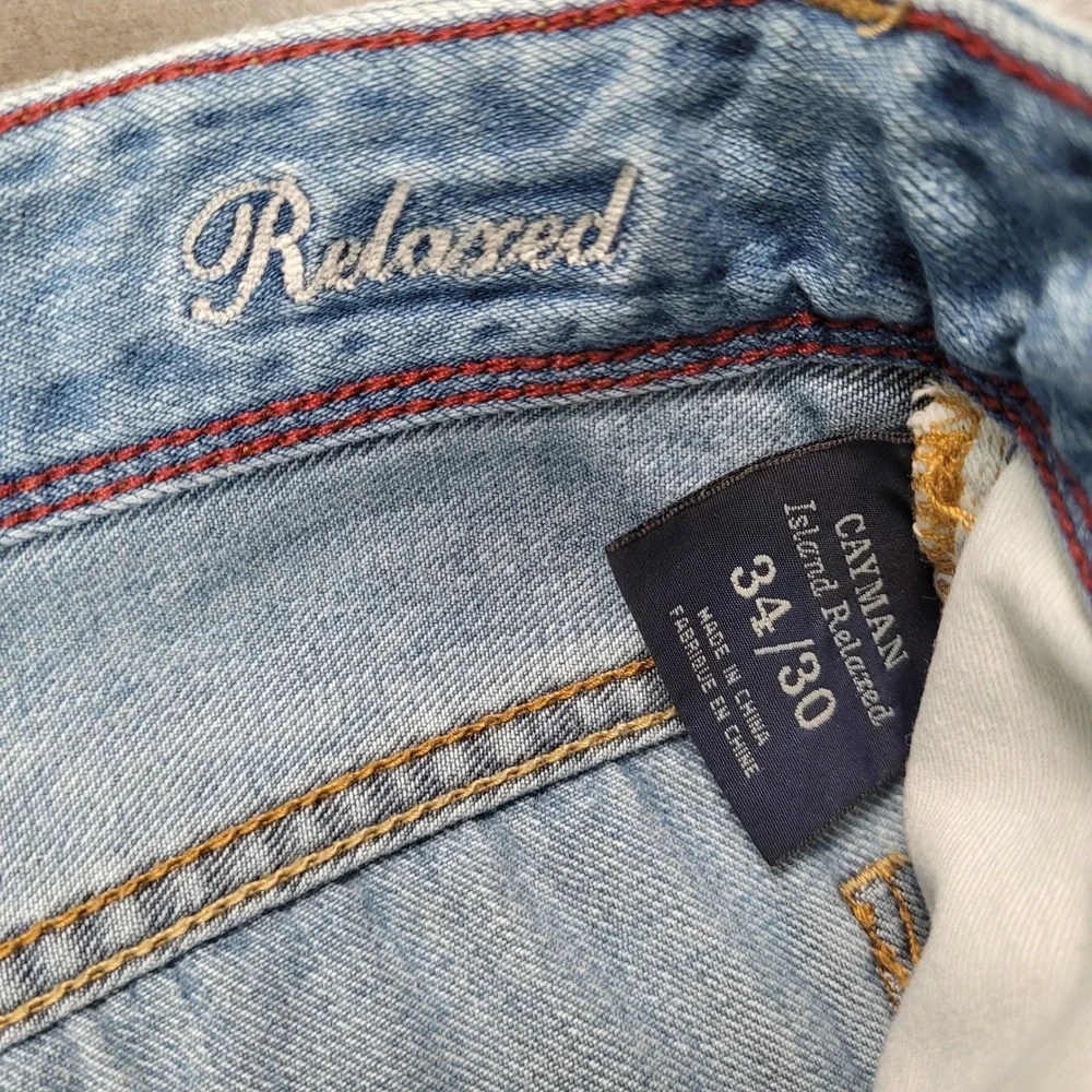 Tommy Bahama Cayman Island Relaxed Mens Jeans Actual Sz 34x29 Light Wash‎ Blue